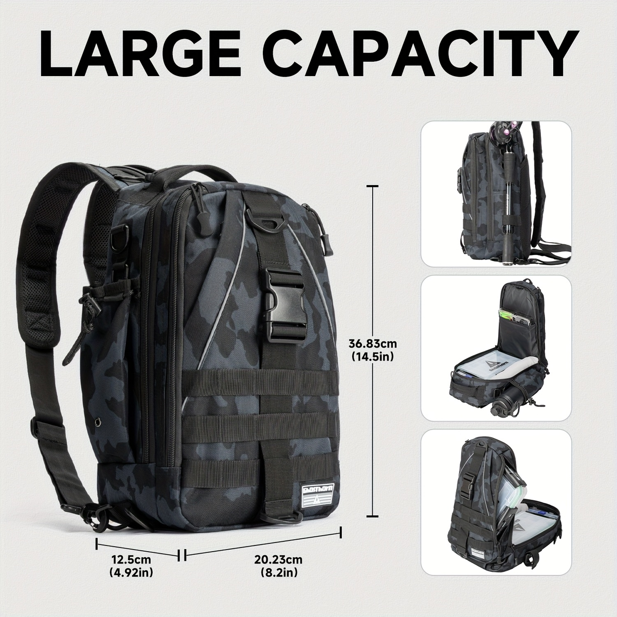 Waterproof Fishing Backpack Tackle Sling Bag | Rod Holder Daypack for Shore, Kayak & Fly Fishing | Men Women Outdoor Gear - product image 8