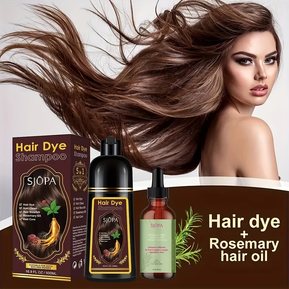 Hair Dye Kit 3-in-1 Color Shampoo with Rosemary Oil 500ml - Natural Safe No Ammonia Quick Coloring Gray Coverage Gentle on Skin Unisex Black Brown Red Purple Silver 12 Shades - product image 8