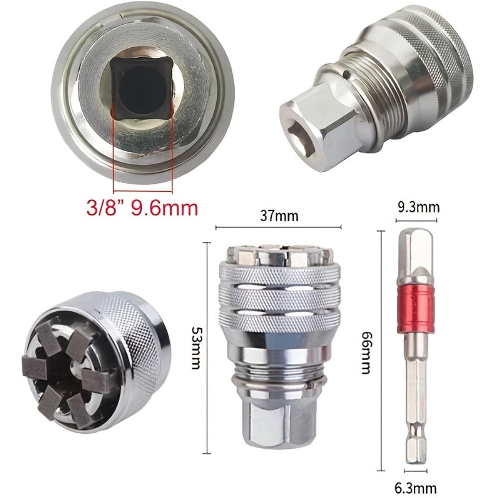 Universal Socket Wrench Adapter 10-19mm - Adjustable Hex Nut & Bolt Socket, Fits 3/8" Drive Ratchet, Torque Wrench & Electric Drill, All-in-One Socket Tool for Home & Professional  - product image 2