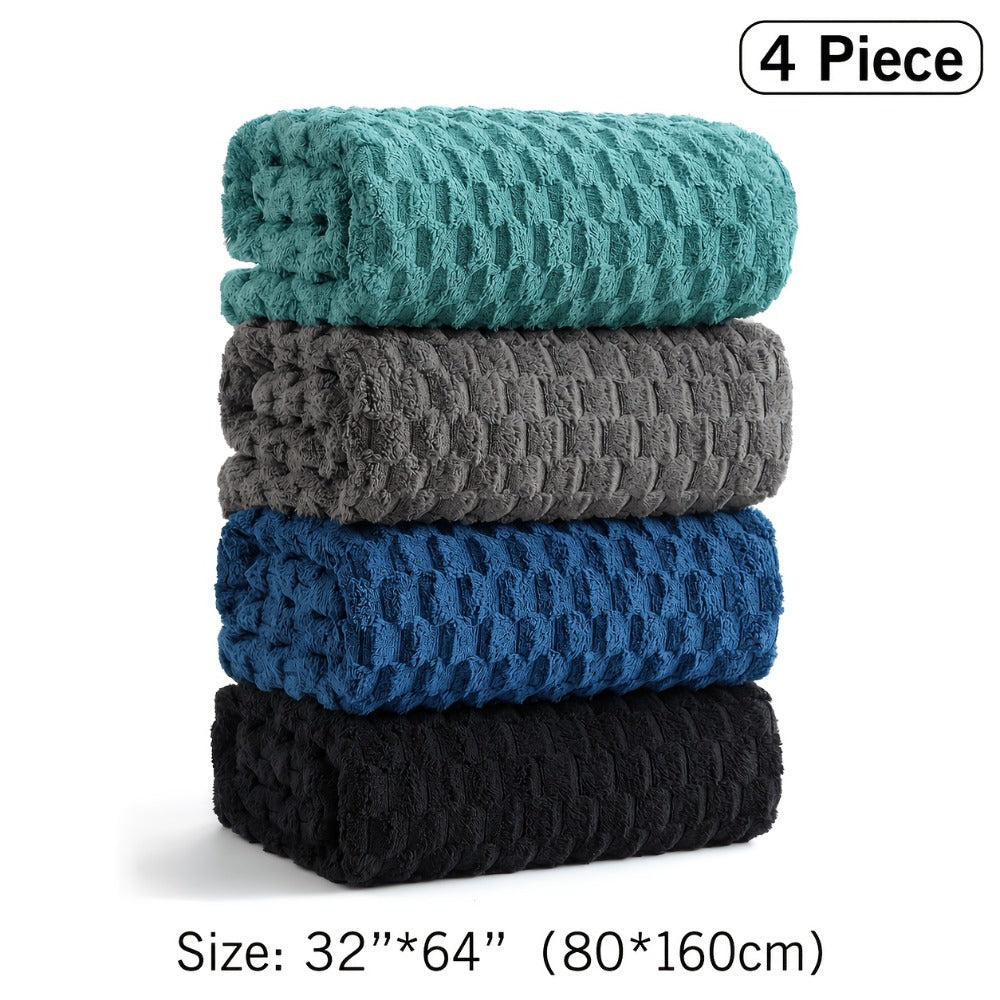 Oversized Bath Towel Set 800GSM 32x64 Inch Extra Large Microfiber - Ultra Soft Quick Dry Striped Spa Grade | Single or 4pcs Random Color | Beige White Light Blue Dark Gray | Modern - product image 3