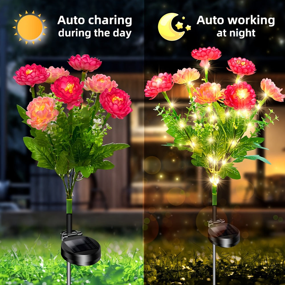 Solar Garden Lights Outdoor Waterproof – 5pcs Simulated Snow Lotus Flower LED Stake Lights for Lawn, Garden, Pathway, Courtyard, Patio Decor, Warm White Glow, Holiday Gift - product image 9