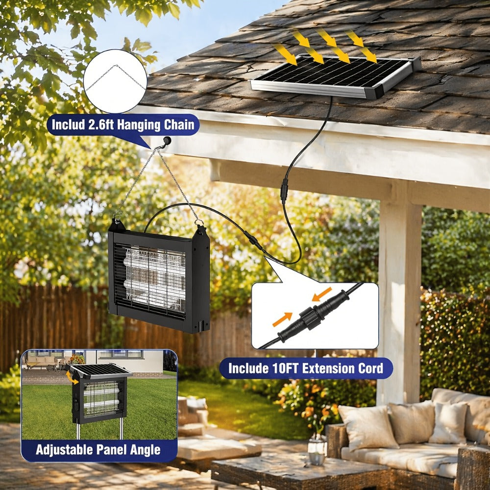Solar Bug Zapper Outdoor 4200V – Solar Powered Mosquito Killer with Auto/Manual Dual Mode, 2100 Sq.Ft Coverage, 12H Runtime, 3-Way Charging, 10FT Cord, Safe for Family & Pets, for  - product image 5
