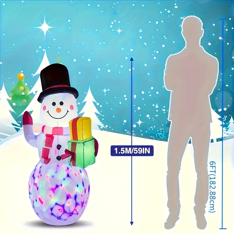 5ft Christmas Inflatable Snowman with Colorful LED Lights - Outdoor Yard Decoration with Lights, Quick Air Blown, Plug Powered - product image 2