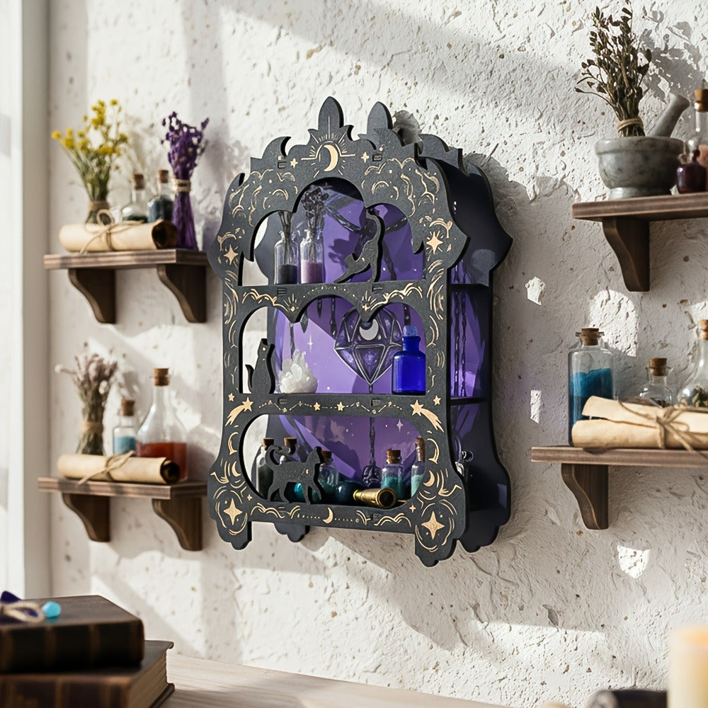 Wooden Floating Shelf for Crystals - Wall Mounted Crystal Display Shelf Rock Gem Stone Storage Organizer Essential Oil Holder Wicca Meditation Spiritual Home Decor Gift - product image 2