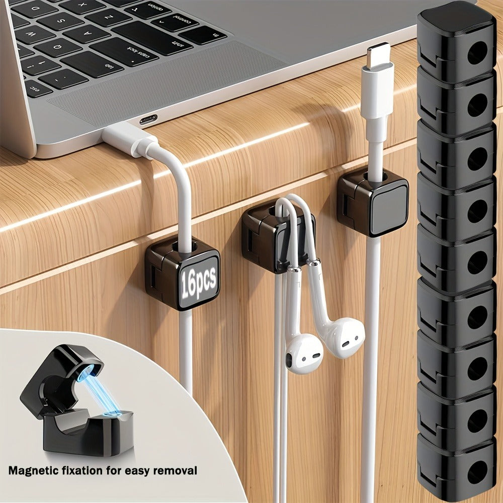 Magnetic Cable Organizer Clips 16 Pack Self-Adhesive No-Drill Cable Management Holder for Desk Wall Home Office Adjustable Wire Cord Organizer Set - product image 3