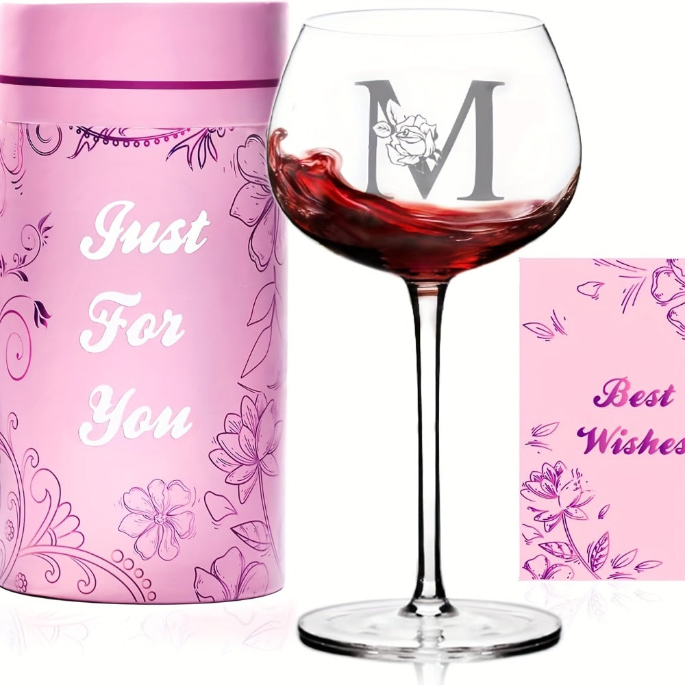 Personalized Wine Glass Gift for Women – A-Z Initial Letter Monogrammed Wine Glass with Gift Box & Greeting Card – Unique Birthday, Christmas & Mother's Day Gift for Mom, Best Frie - product image 17