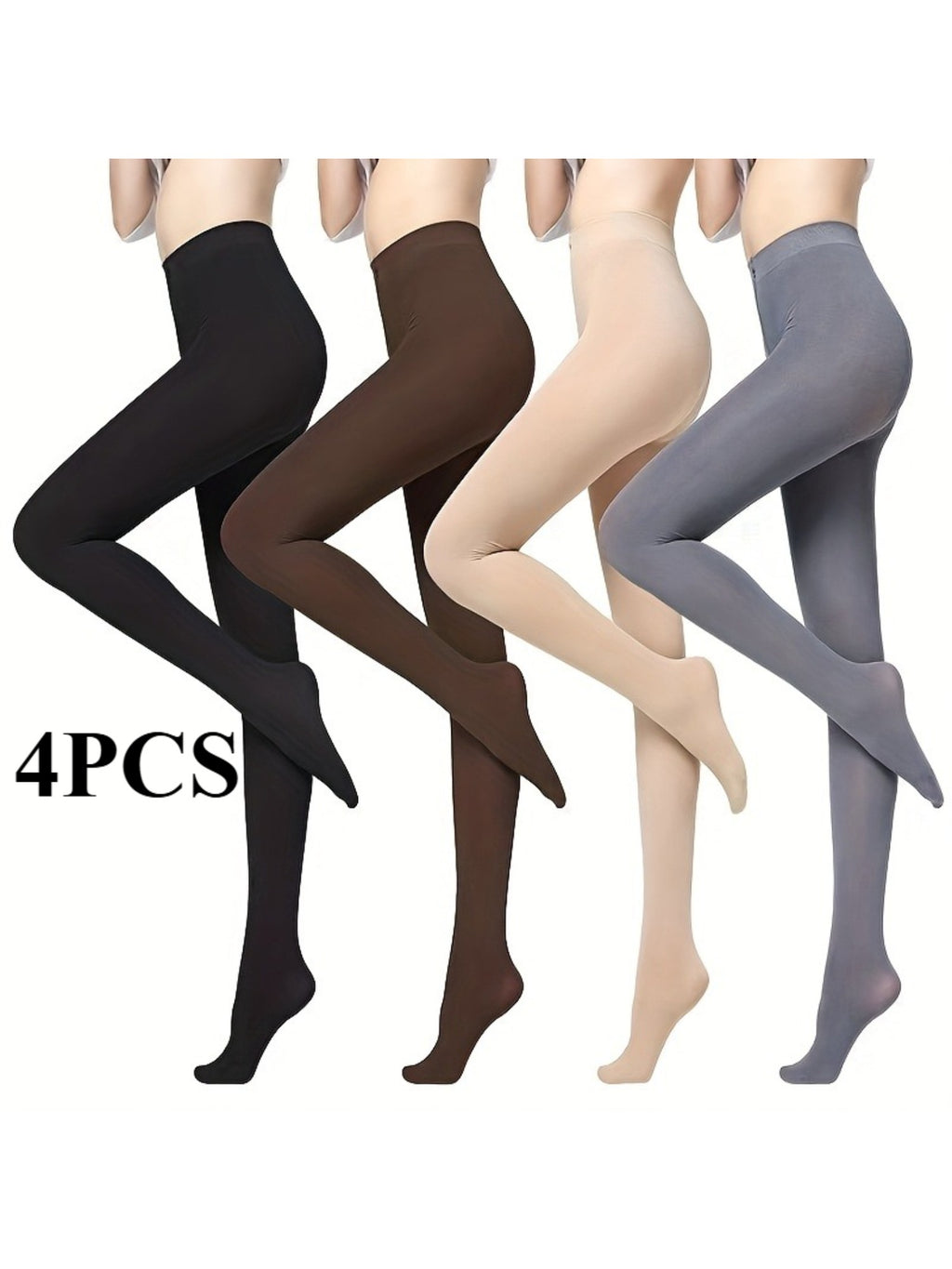 4-Pair Women's Full-Length Winter Warmth Solid Color Tights - High-Elasticity Non- Leggings Suitable for, Daily Wear - Machine Washable & Hand Washable Elegant - product image 12