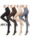 4-Pair Women's Full-Length Winter Warmth Solid Color Tights - High-Elasticity Non- Leggings Suitable for, Daily Wear - Machine Washable & Hand Washable Elegant - product image 12
