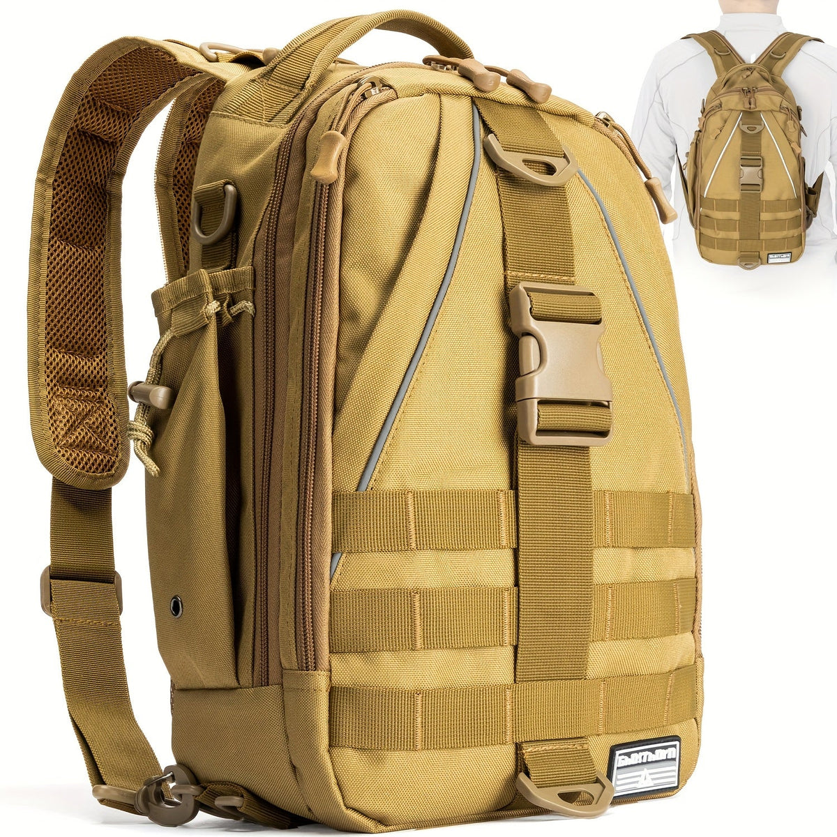 Waterproof Fishing Backpack Tackle Sling Bag | Rod Holder Daypack for Shore, Kayak & Fly Fishing | Men Women Outdoor Gear