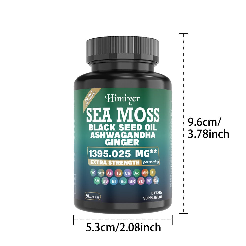 Sea Moss Capsules 3-Pack 180 Count with Black Seed Oil, Ashwagandha, Turmeric & Bladderwrack - Multimineral Thyroid, Immune, Gut & Anti-Inflammatory Wellness Blend with Vitamin C D - product image 4