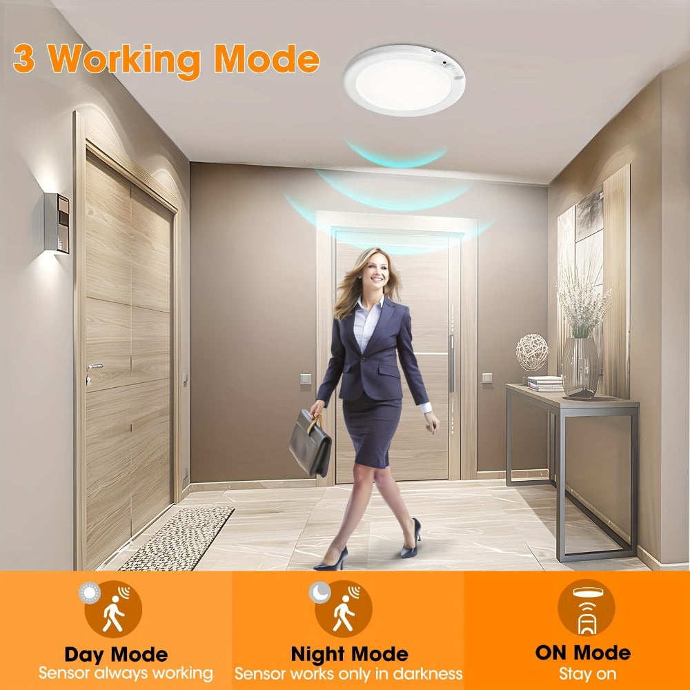 Rechargeable Ceiling Light No Wiring – Battery Operated LED Ceiling Light with Remote Control, Motion Sensor, Dimmable & Timer, Wireless Overhead Light for Bathroom Pantry Hallway  - product image 3