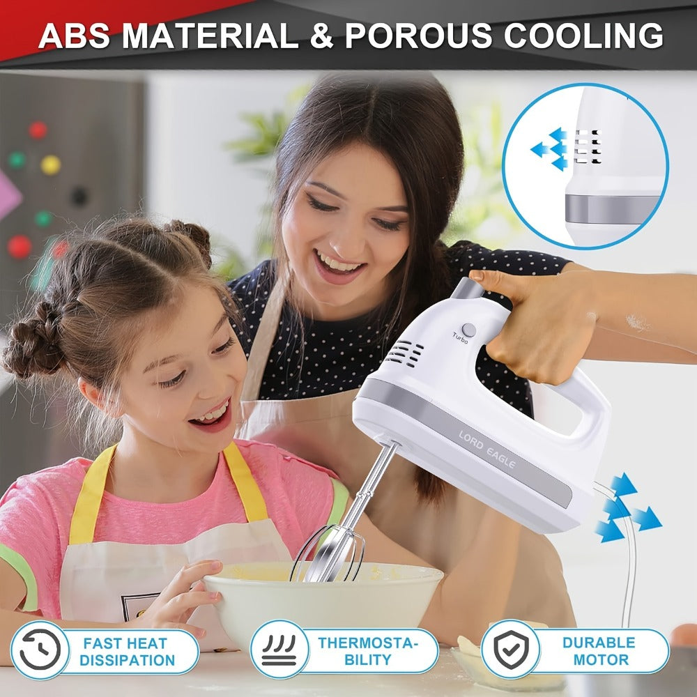 Hand Mixer Electric 300W with Stainless Steel Attachments & Storage Case - 5-Speed Control for Baking Cakes, Eggs & Whipping Cream, Compact Kitchen Handheld Mixer for Home Use - product image 4
