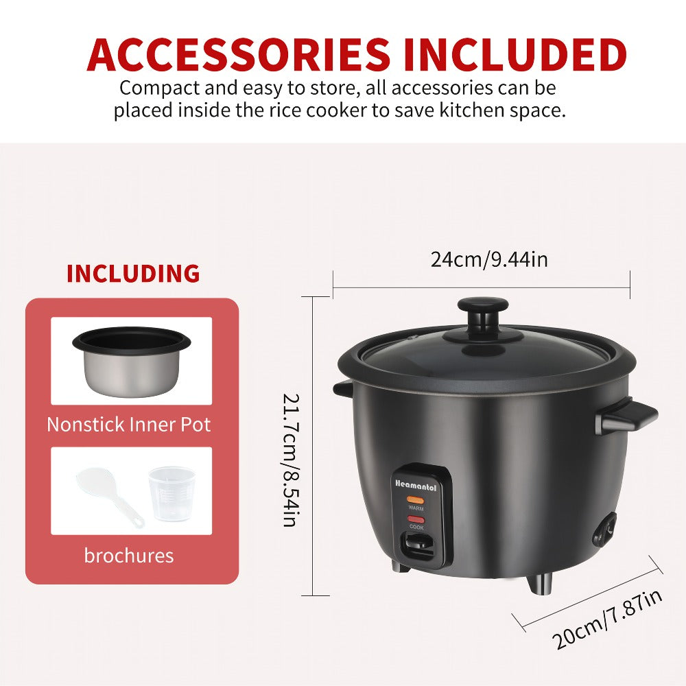 Rice Cooker & Yogurt Maker 3-Cup Nonstick – 1.5Qt Multicooker with Auto Keep Warm, One-Touch Operation, Stainless Steel Inner Liner & Steamer for Grain, Oatmeal & More - product image 3