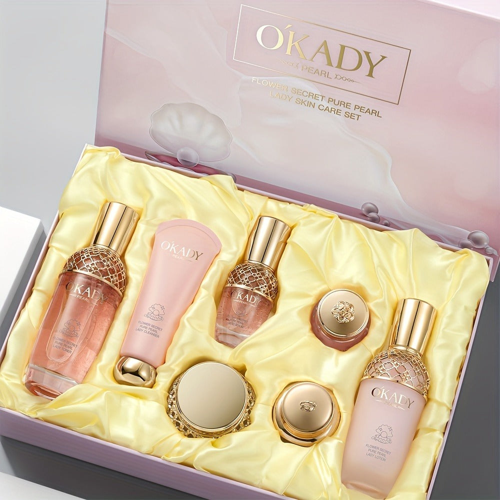 Luxury Skincare Gift Box 7 Piece Pearl Protein Glycerin Moisturizing Facial Skin Care Set with Pearl Nectar Serum for Women Birthday Holiday Christmas Gift - product image 3