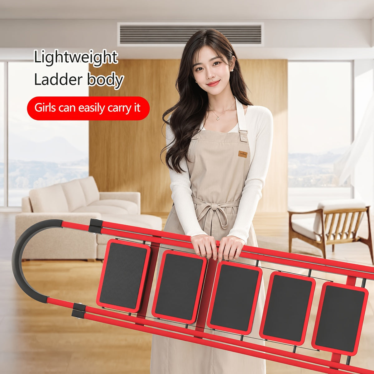 Folding Ladder, 2/3/4/5-Step Ladder, With A Weight Capacity Of 500 Lbs, Anti-Slip Wide Pedals With Safety Locks, Rust-Resistant Material, Suitable For Home - product image 2