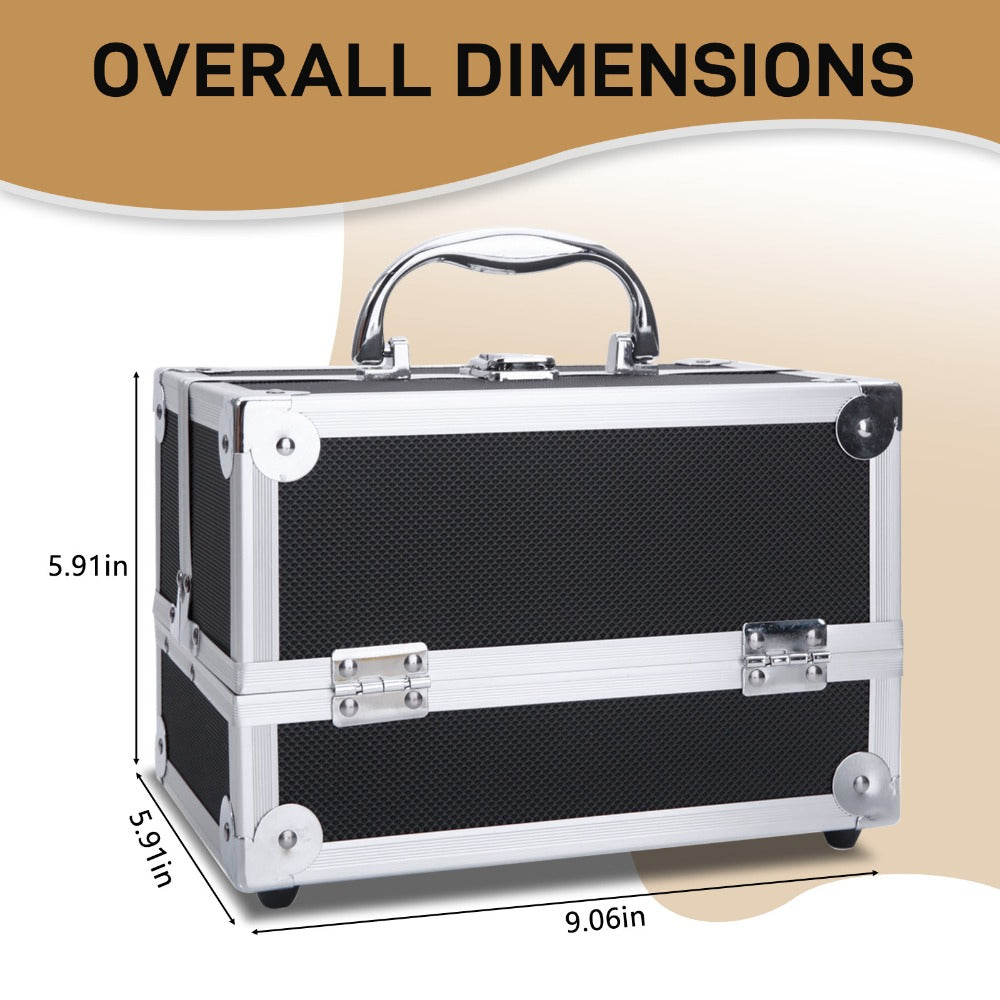 Aluminum Makeup Train Case with Wheels Large Capacity Lockable Cosmetic Trolley Organizer Adjustable Dividers Retractable Handle for Makeup Artists Salon Travel Black Silver Pink B - product image 8