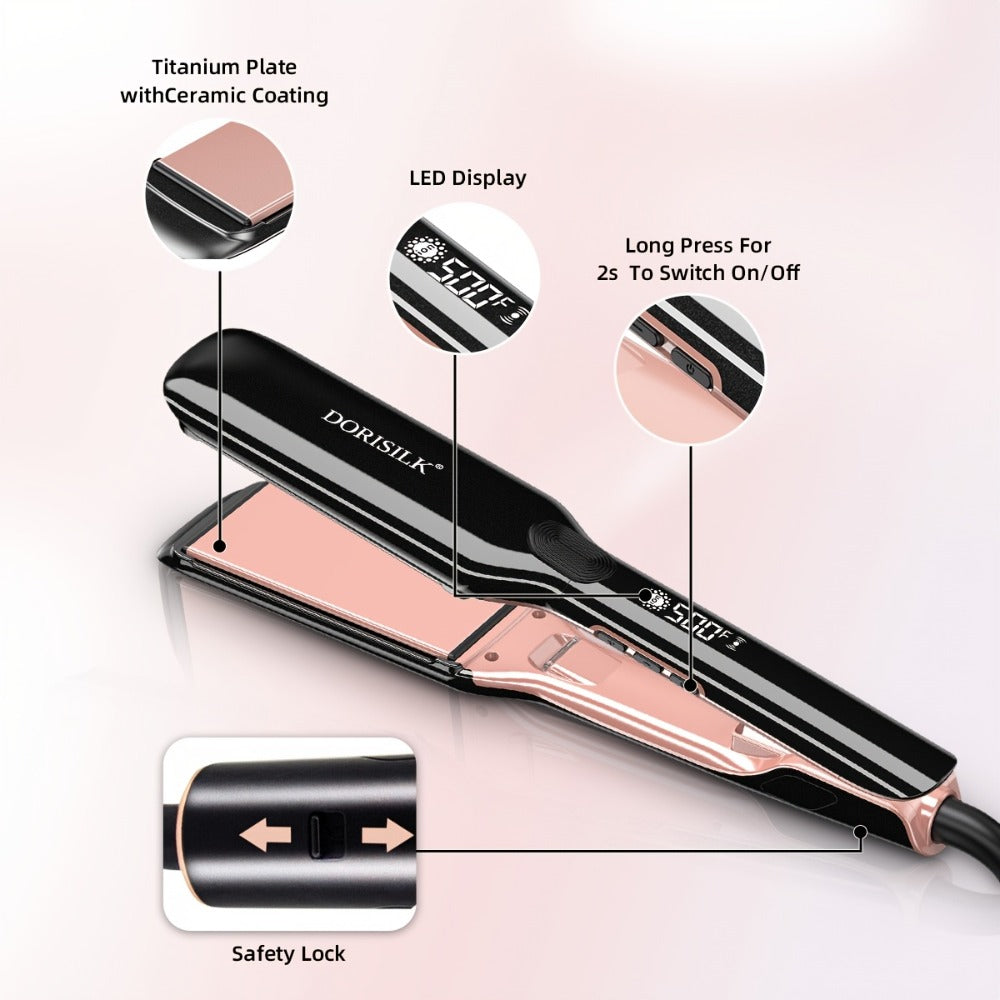 Plasma Ionic Hair Straightener Flat Iron 500°F with PTC Ceramic Oil Plates, LCD Display & 60-Min Auto Off — Frizz Control Professional Flat Iron for All Hair Types, 1" & 1.77" Plat - product image 8