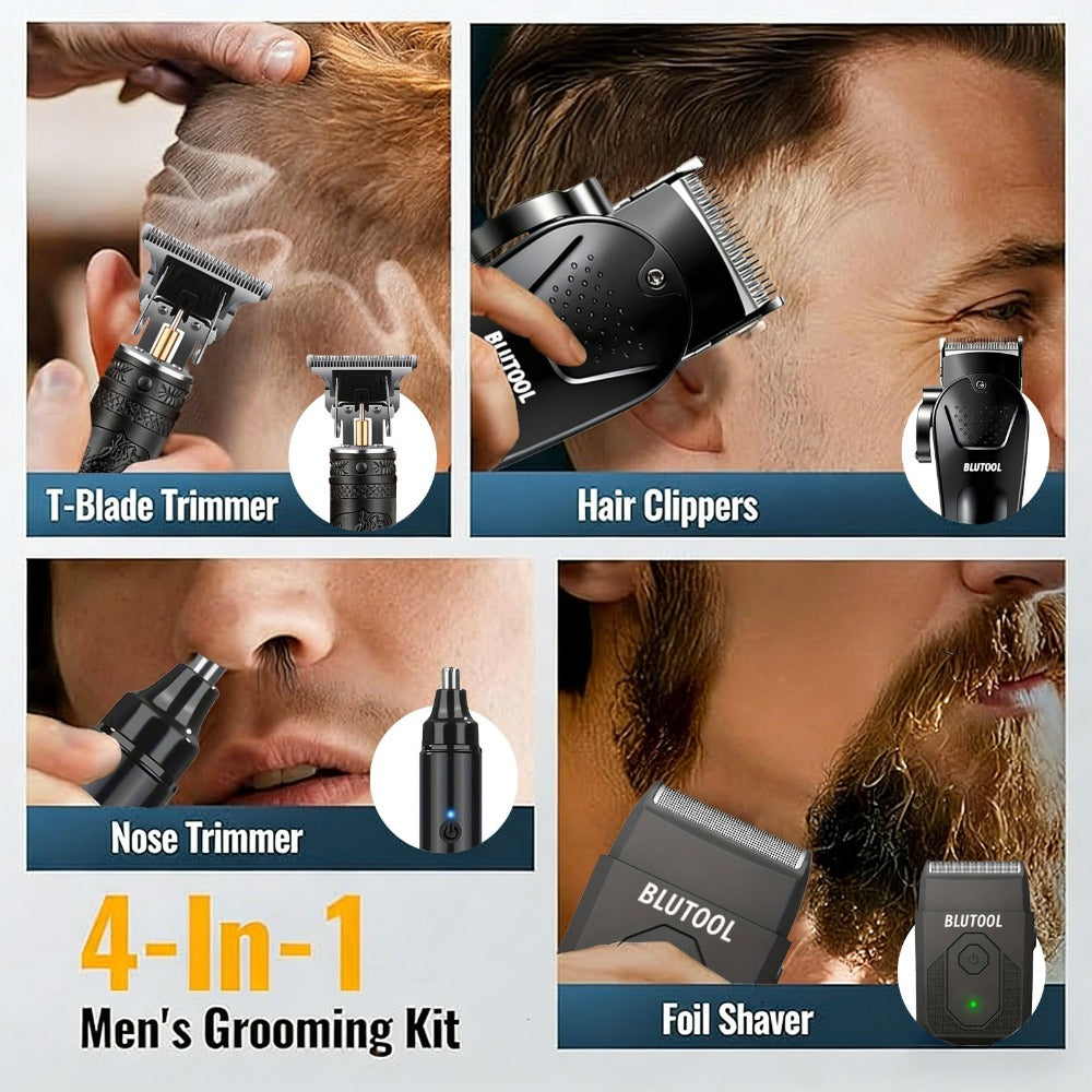 Hair Clipper & Trimmer Set 4-Piece for Men — Professional Barber Kit with Nose Trimmer, Detail Trimmer, Guide Comb, LED Display & USB Rechargeable, Home & Travel Grooming Gift - product image 9
