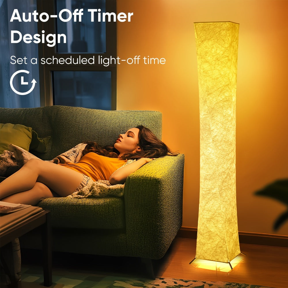 LED Floor Lamp 52 Inch Modern – Adjustable 3000K Warm Light with Remote Control, USB Port, Matte Metal Finish & Tyvek Shade for Bedroom, Living Room & Game Room Space Decor - product image 8