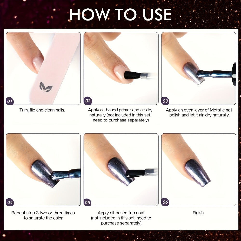 Holographic Nail Polish Set 6pcs Air Dry No UV Lamp – Metallic Glitter Rainbow Shimmer Lacquer 0.25oz, Finger & Toenail Polish Kit, Nail Art Gift Set for Women Girls by Morovan - product image 4