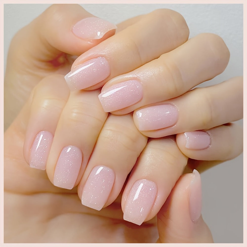 Pink Glitter Jelly Gel Nail Polish Arch Shaping & Color Gel – Sheer Pink Translucent UV/LED Nail Gel, Modern Light Formula for Home & Salon Creative Manicure Nail Art - product image 2