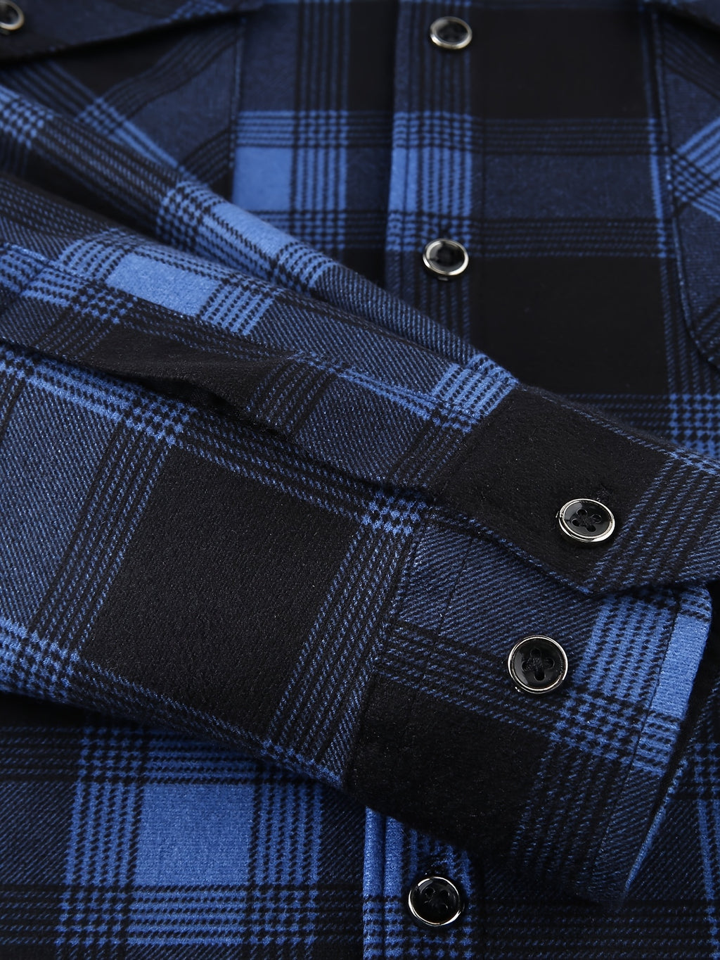 Men's Heavy-Duty Flannel Jacket - Thermal Insulated Hooded Coat with Front Pockets, Blue Black Plaid Work Jacket for Logging, Winter Outdoor Jobs, Construction - product image 16