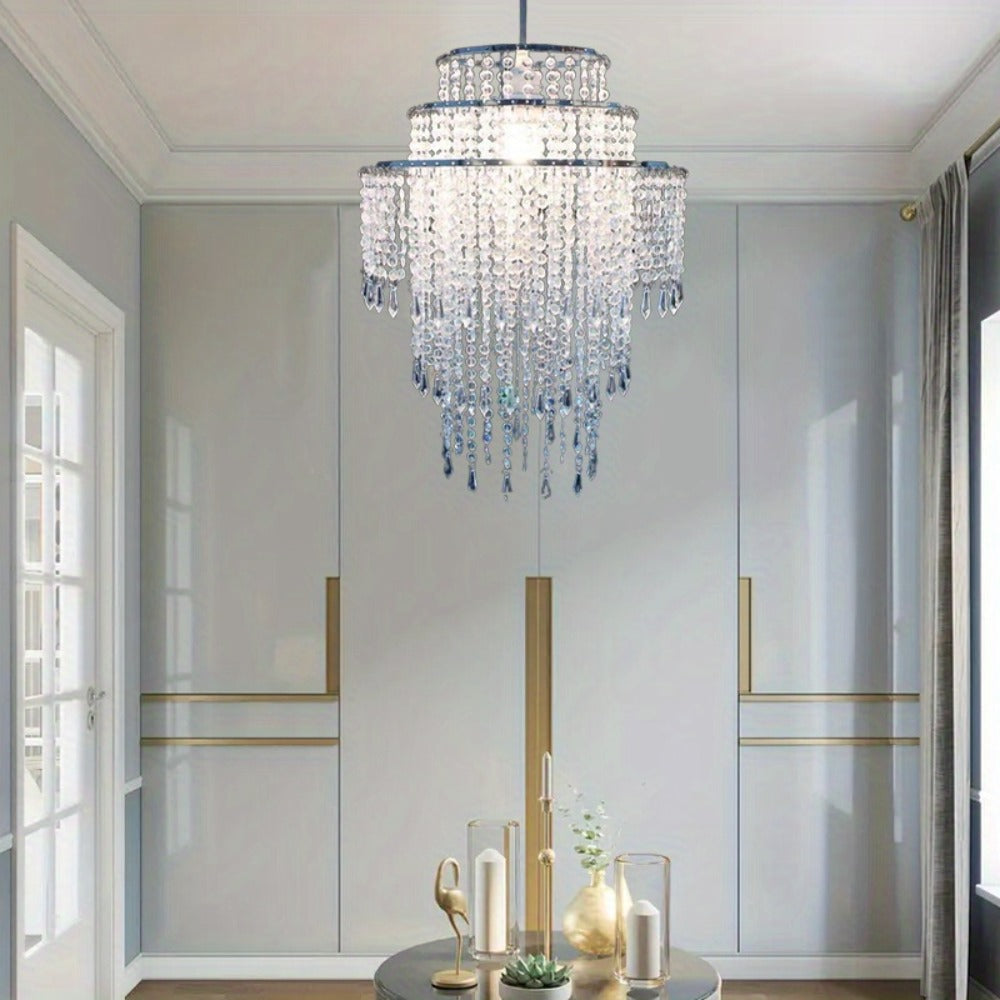 Crystal Beaded Chandelier Lampshade Acrylic Sparkling Droplets Elegant Ceiling Light Fixture Cover for Wedding Party Home Decor Multiple Sizes Branch Style Beadwork Pendant Shade - product image 10