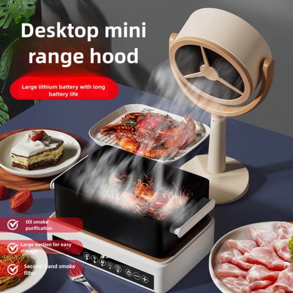 Oil Smoke Extractor Fan Portable Mini USB Rechargeable | Foldable Grease Catcher Smoke Absorber for BBQ Hot Pot Teppanyaki Indoor Kitchen Camping Outdoor Cooking | High Suction Eas - product image