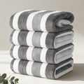 Microfiber Bath Towel Set No Hair Loss - Ultra Soft Highly Absorbent Quick Dry Two-Color Striped | 1 or 4 Pack | 27x55in | Slate Gray Berry Red Pine Green Multi | Beach Spa Gym Hom - product image 26