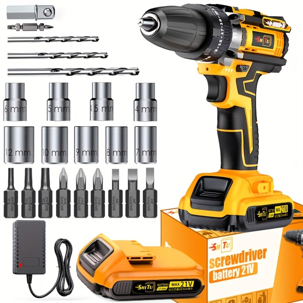 21V Cordless Drill Brushless Impact Wrench Multifunctional – Lithium Battery, Quick Charger, Variable Speed, Tighten Screws & Bolts, Compact Power Tool for Home, Car Repair & DIY – - product image 3