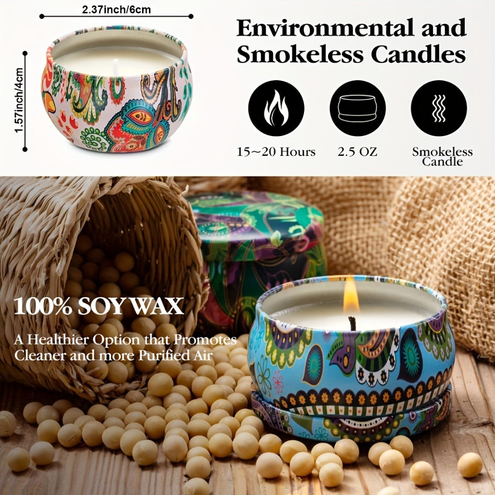 Soy Wax Candles Gift Set 16 Pack - 2.5oz Ham Style Iron Can Candles for Home Decor, Meditation, Yoga, Wedding, Holiday & Emergency Use - product image 4