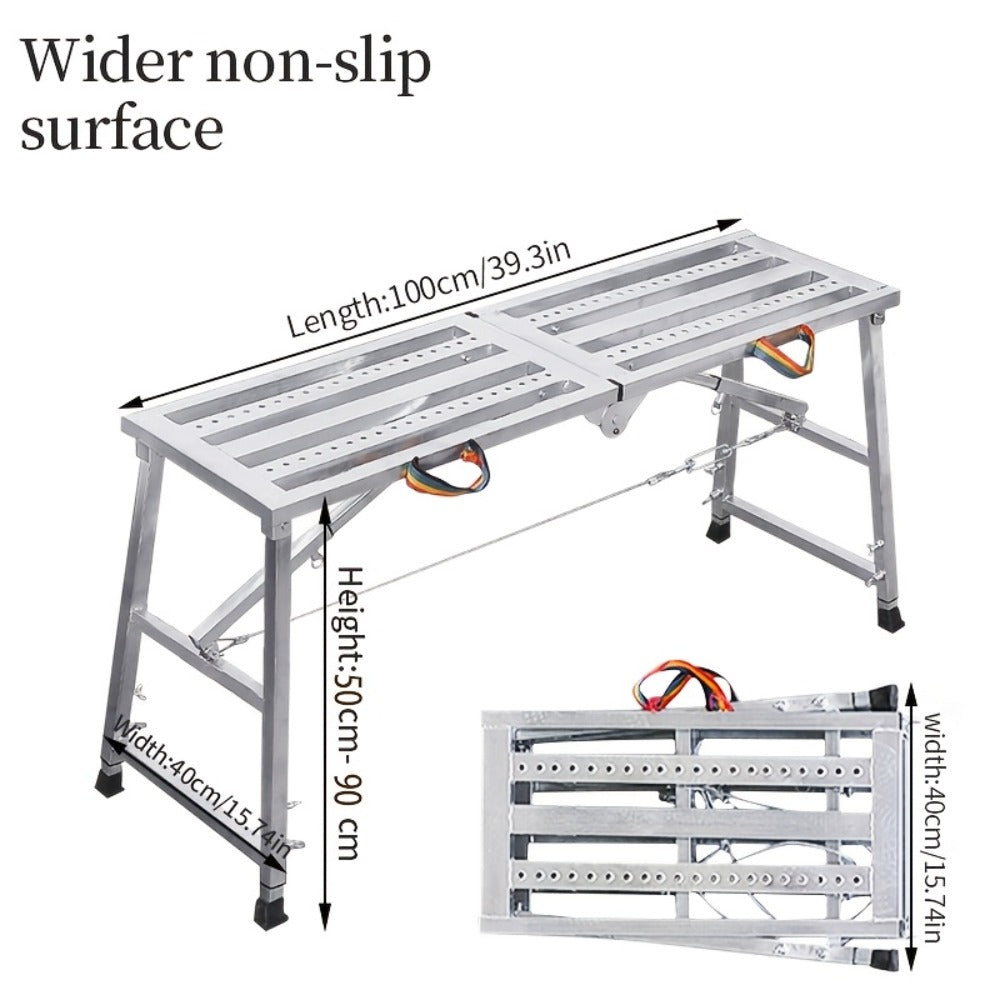 Folding Scaffold Step Stool Adjustable Height 39-79" Portable Steel Work Platform 1300 lb Capacity for Home Renovation Painting Car Washing RV Cleaning - product image 3