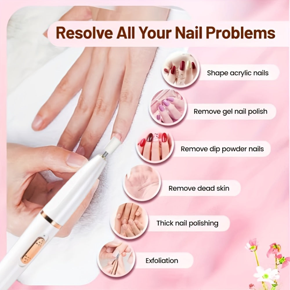 Nail Drill Kit 20000 RPM Variable Speed 11 Interchangeable Bits Electric Nail Grinder Portable Lightweight for Acrylic Gel Nails Pedicure Polishing Removal Salon Home Use Red Rose  - product image 2