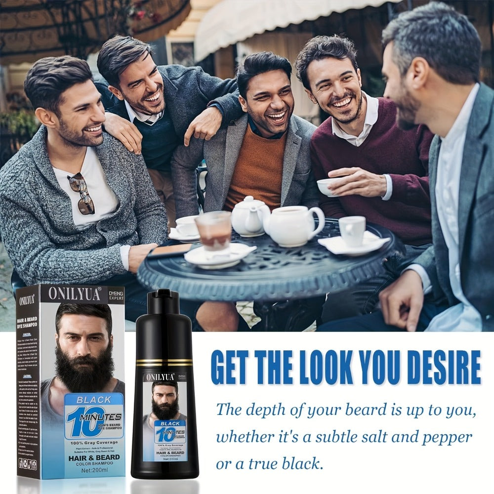 Beard Dye Shampoo for Men 2-in-1 Hair & Beard Grey Coverage Argan Oil No-Mix Formula – Fast 5-20 Min Long-Lasting Natural Color 6.76 oz Mustache Goatee Facial Hair - product image 4