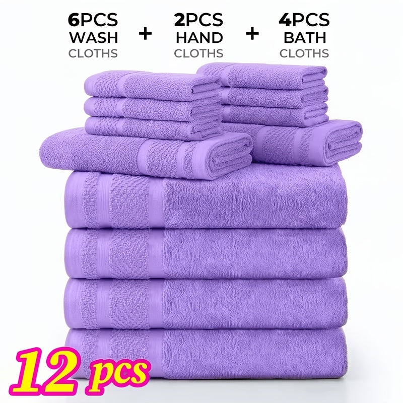 24 pcs Bath Towel Sets, Solid Color Cotton Blend Bathroom Towel, 8/4 Bath Towels +4/2Hand Towels + 12/6Washcloths, Multiple Colors Available, Soft and - product image 22