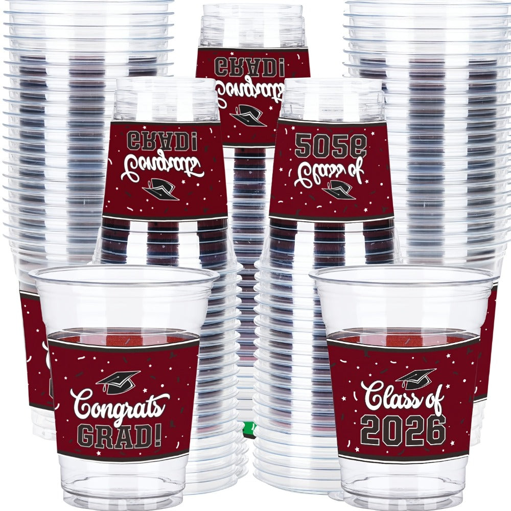 2026 Graduation Party Cups in Black Red Blue Green Purple Maroon for Graduation Ceremony, Reception, Celebration & School Color Party Drinkware Bulk - product image 8