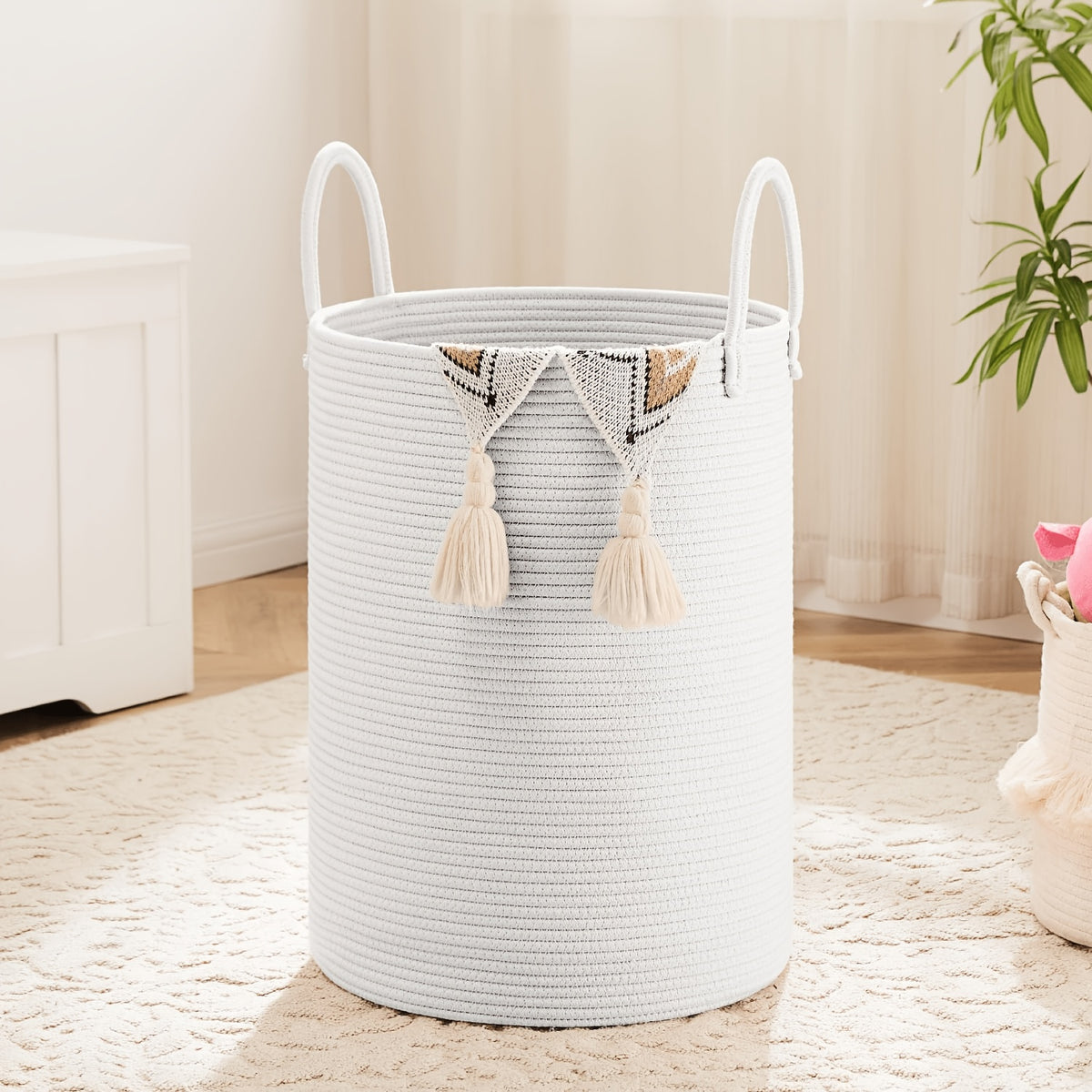 Collapsible Laundry Basket, Woven Rope Laundry Hamper, 12.15gal/15.85gal/21.13gal/26.42gal Laundry Bag for Decor Storage of Dirty Clothes, and Blankets in - product image 20