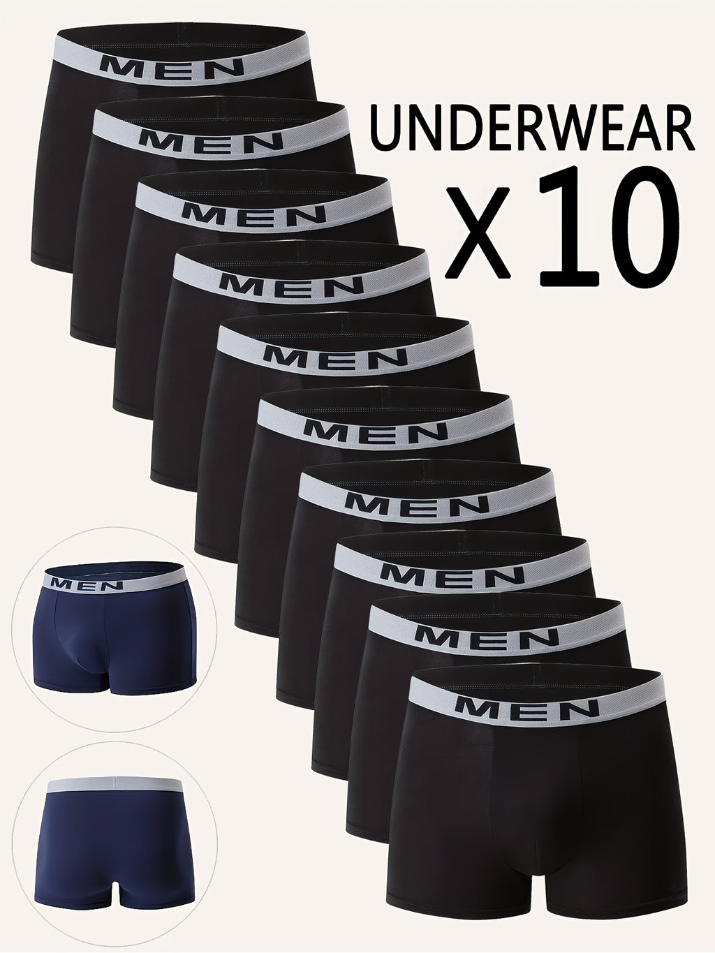 Random10pcs Men's Cool Boxer Briefs, Men's Letter[Man] Waistband Design, Breathable Comfortable Boxer Shorts, Elastic Sports Shorts, Men's Casual Underwear - product image 2