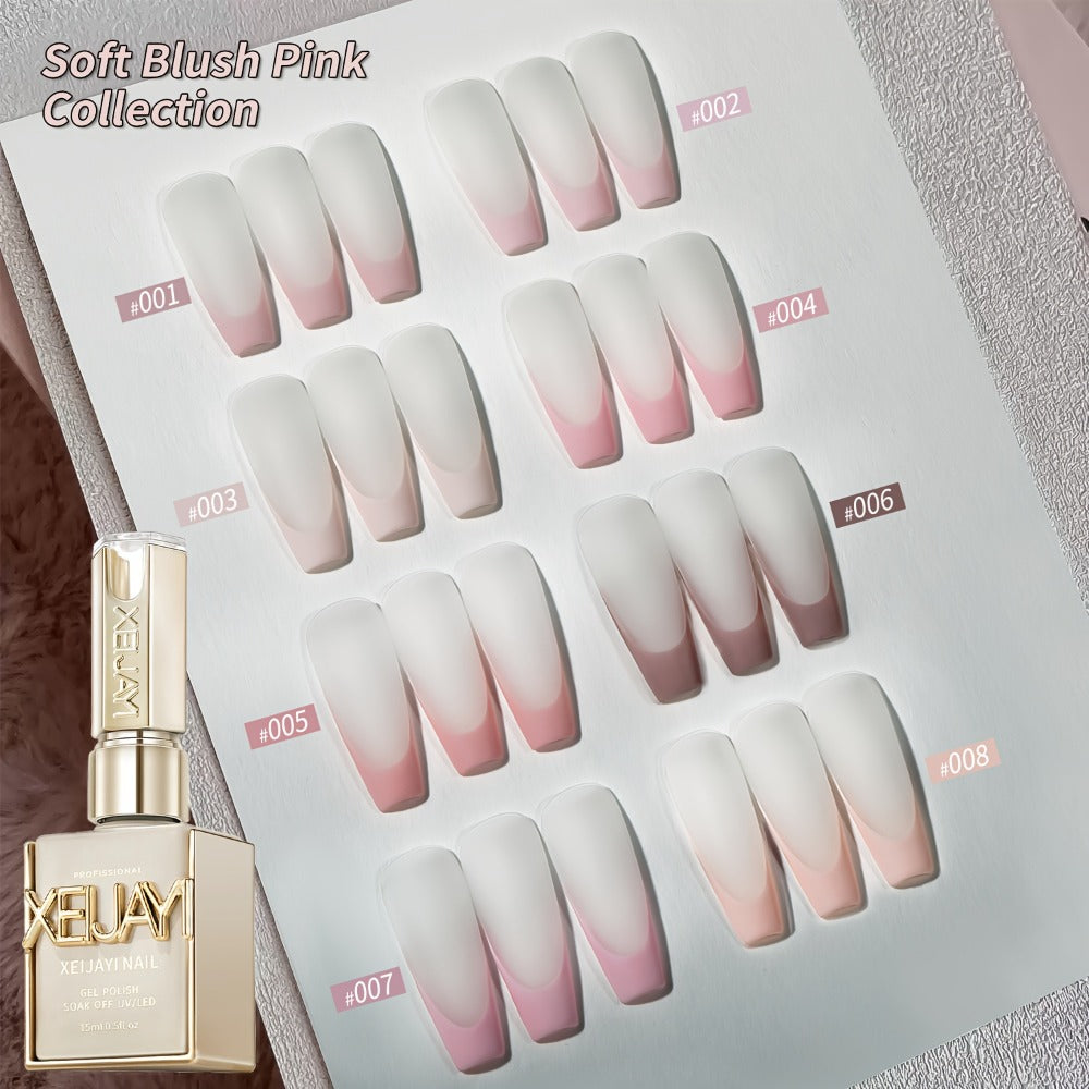 Gel Nail Polish Set 8 Colors Semi-Permanent Soak-Off LED Cure Long-Lasting Manicure Kit - 0.51oz Each Bottle Gentle Pink Shades 001-008 DIY Home Salon Nail Art Gift for Women - product image 6