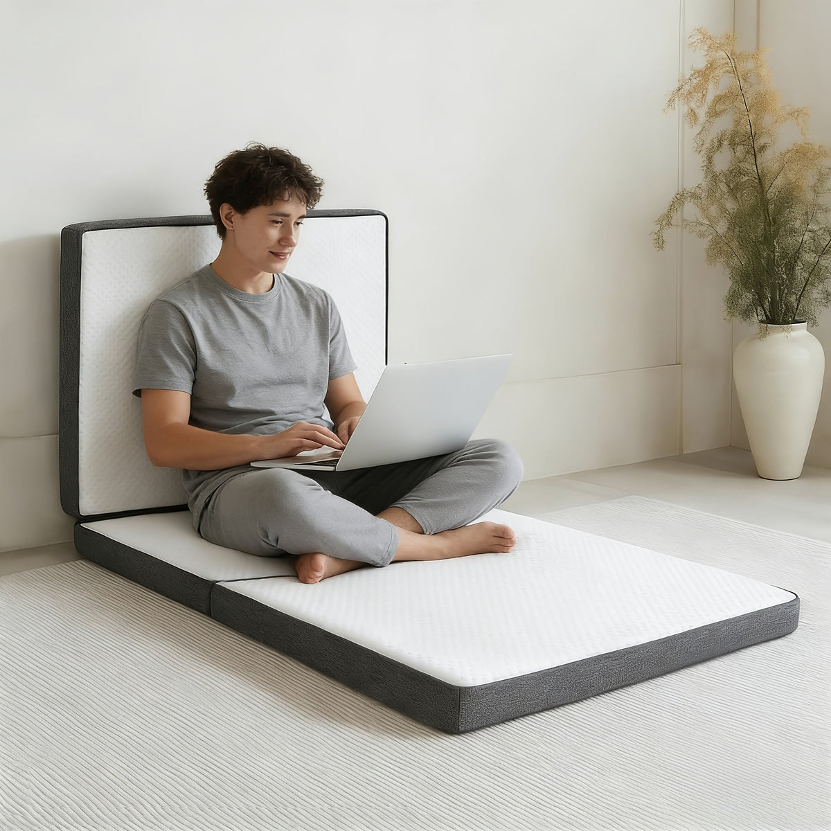Folding Memory Foam Mattress Tri-Fold Carry-along Floor Bed with Washable Cover – Twin, Single, Full, Queen Size Available – 3/4/6 Inch Thick Foldable Sleeping Pad for Camping, Travel, Guest, Yoga