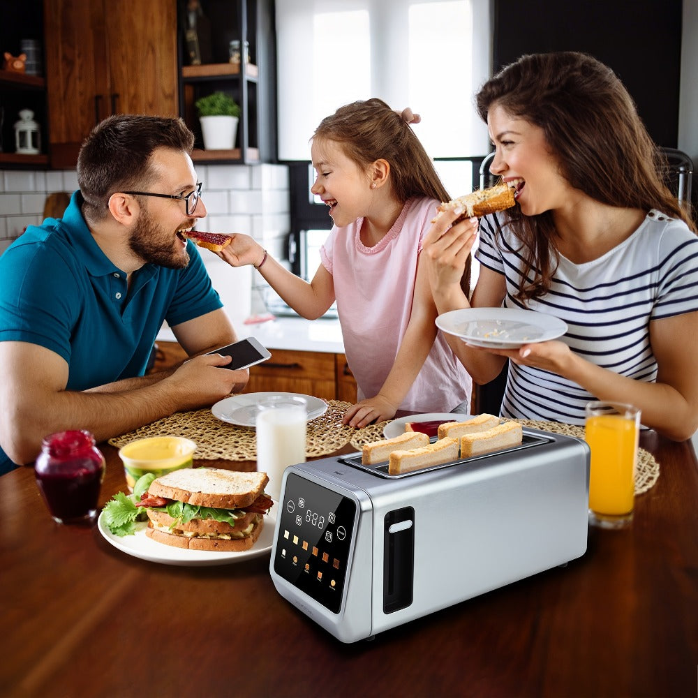 4-Slice Toaster Long Slot Stainless Steel – Touch Screen LED Display, 1.5" Wide Slots, Countdown Timer, Memory Function, Dual Control, 6 Shade Settings - product image 8