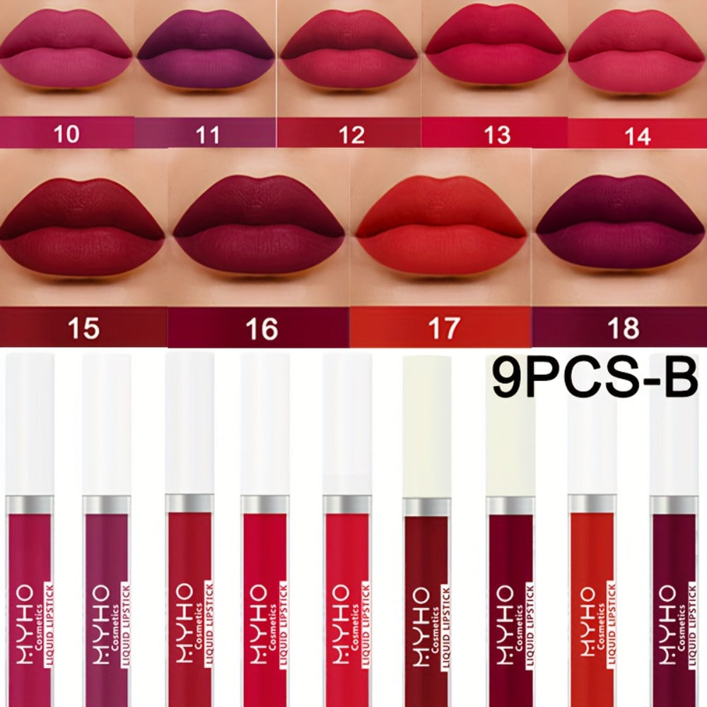 Velvet Matte Lip Gloss Set 9pcs — Waterproof High Pigment Non-Stick Lip Glaze, Long-Lasting Creamy Formula for All Skin Tones, 18 Shades, Perfect Makeup Gift for Women - product image 5