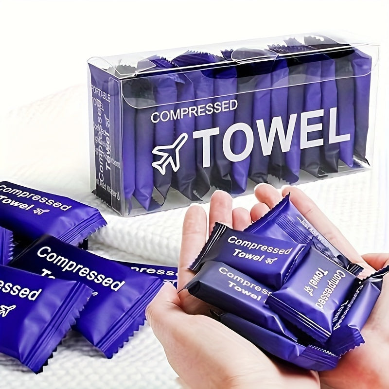 Compressed Towel Tablets 28 Pack | Disposable Magic Coin Tissue, Expandable Face Towel 11.8x9.4 Inch, Individually Wrapped Carry-along Paper Towel for Travel Camping Hiking Sport Gym Outdoor Emergency