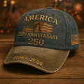 Adjustable Vintage American Flag Hat for Men Women, Unisex Independence Day Gift, History Enthusiast Festive Cap, Single or 3-Piece Set – 250th Anniversary - product image 3