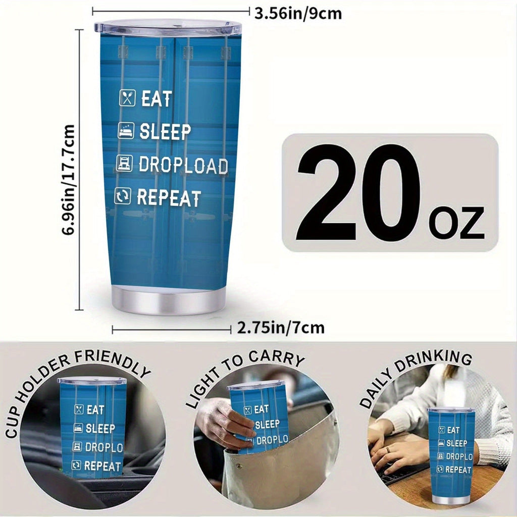 Truck Driver Tumbler 20oz Stainless Steel Insulated Coffee Cup with Lid Birthday Gift for Husband Son Grandpa Nephew Farmer Truck Driver Men for Kitchen & Dining