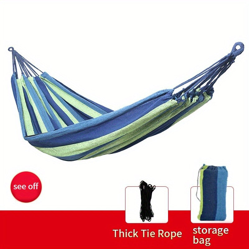 Camping Hammock Single Person Colorful Fabric Anti-Roll Design 330 lbs Capacity with Tree-Friendly Straps Carry-along Carrying Bag Outdoor Indoor Backyard - product image 9