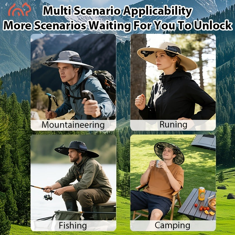 Adjustable Strap, Breathable Mesh Design, High Airflow, Long Battery Life, Ideal for Fishing Hiking Camping Gardening Outdoor Work | Solar Powered Dual Fan Sun - product image 13
