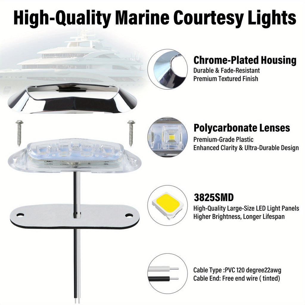Marine LED Navigation Lights Set of 20 – Low Frequency, No Battery Required, Multi-Color Options – Stern Circular Deck & Onboard Boat Lights for Yachts & Boats