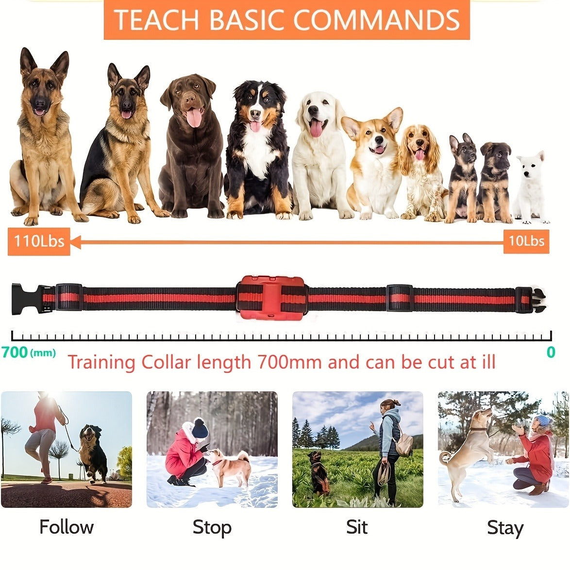 Rechargeable Dog Training Collar with Sound, Vibration & Shock Modes, 500m Range for Small Medium Large Dogs (Red & Black) – Bark Control Collar with Remote - product image 7