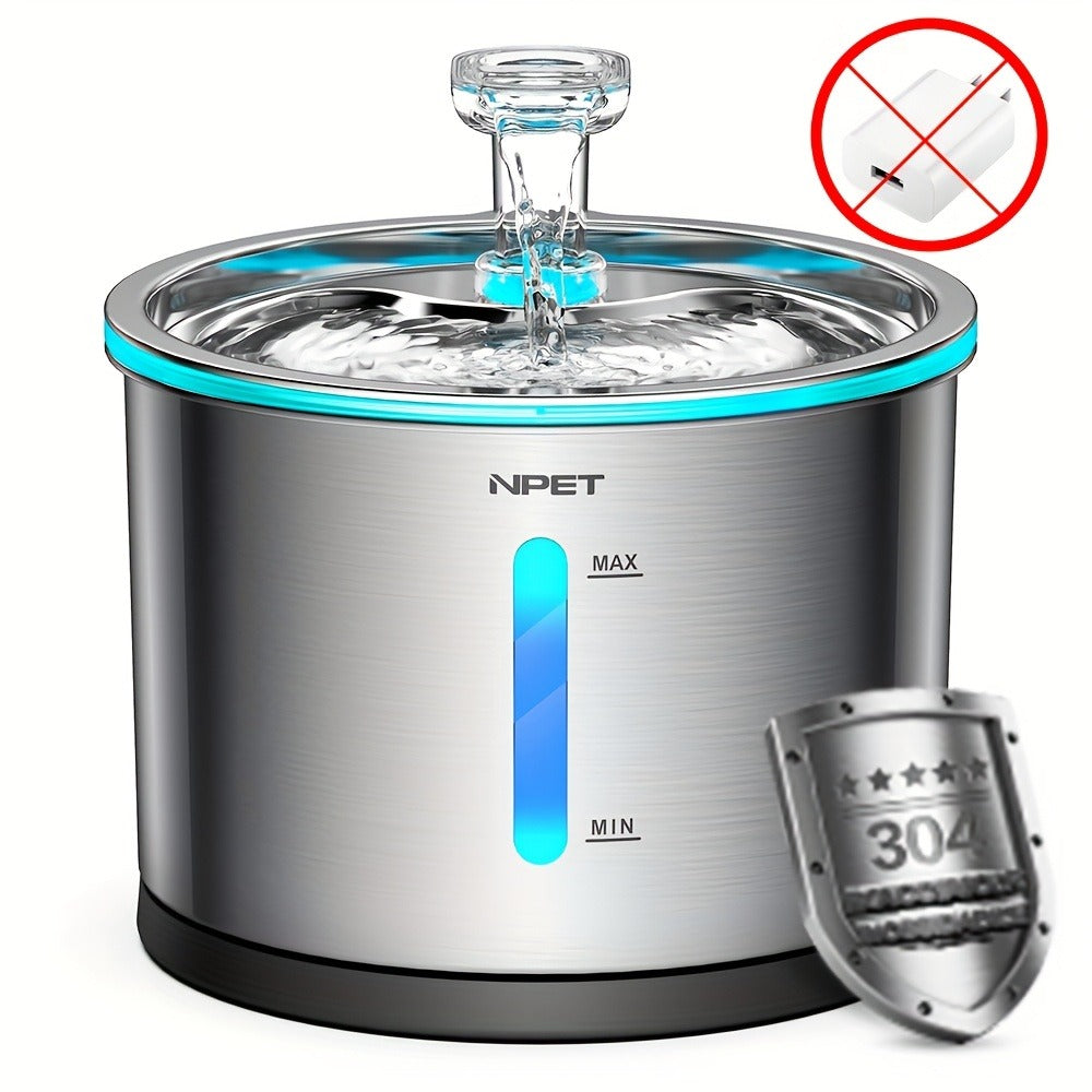 Cat Water Fountain Stainless Steel 50oz/1.5L | Ultra Quiet Auto Pet Water Dispenser with LED Light, Visible Window & Dishwasher Safe | Includes Replacement - product image 6